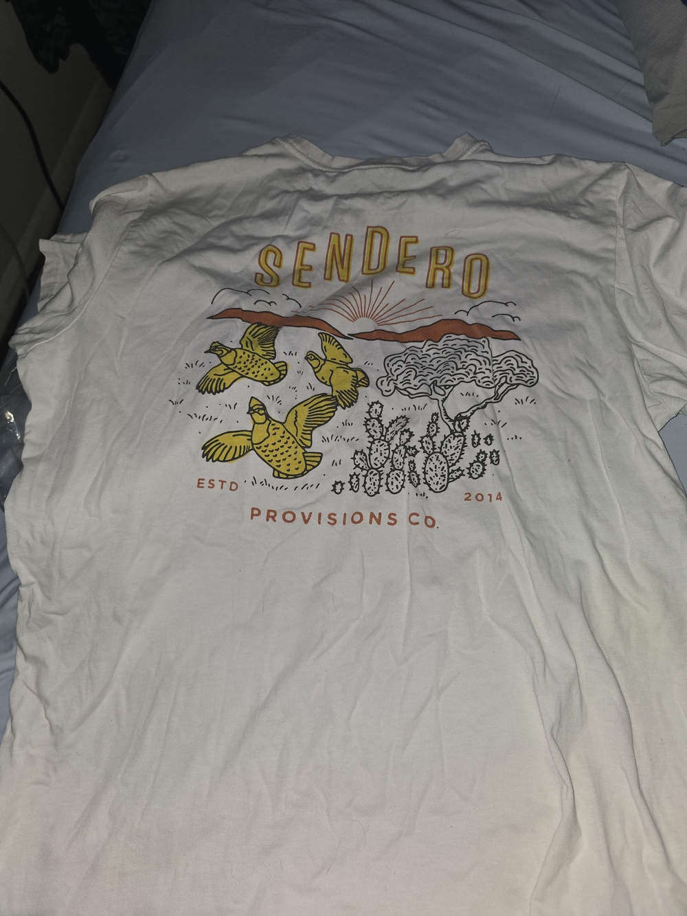 Men's Graphic Tee - White with Yellow & Orange Print